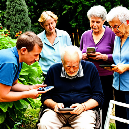 Home 17 ** A diverse group of people, including children and seniors, collaborating on a citizen science project in a vibrant urban garden, using tablets and gardening tools, with a focus on documenting local biodiversity (insects, plants) in a German city (e.g., Berlin, Munich).
**