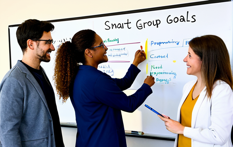Citizen Scientist Goal Setting**
"A diverse group of people, fully clothed in appropriate attire, gathered around a whiteboard in a brightly lit community center, discussing project goals. The whiteboard contains the acronym 'SMART' with explanations of Specific, Measurable, Achievable, Relevant, Time-bound. Safe for work, appropriate content, professional setting, modest clothing, perfect anatomy, natural proportions, family-friendly."
**