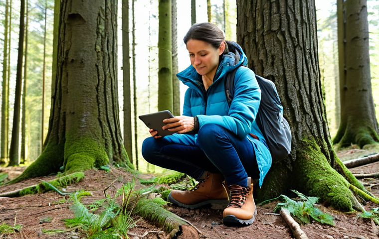 시민과학 프로젝트의 데이터 시각화 기법 - Citizen Scientist at Work**
"A fully clothed woman, in her 30s, wearing practical outdoor clothing ...