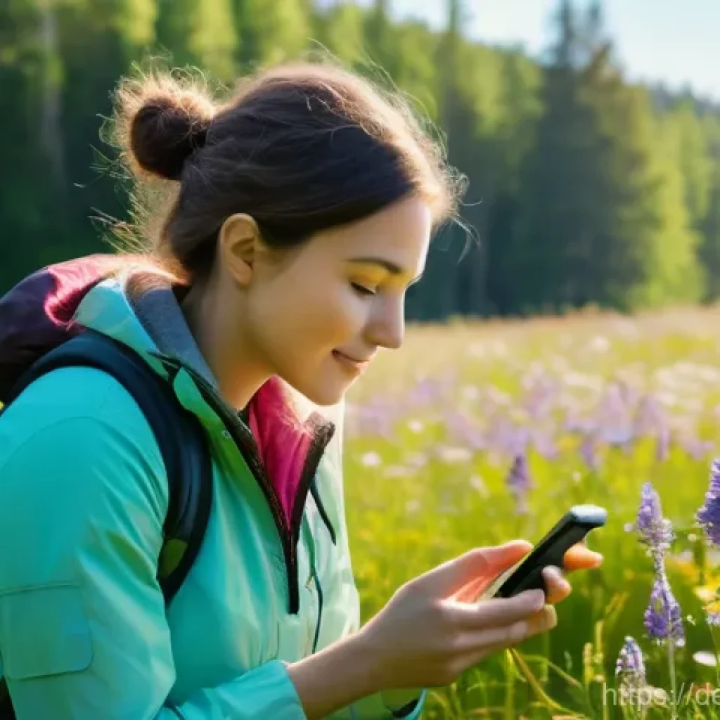 시민과학 데이터 수집 방법론 - **Prompt 1: Enthusiastic Citizen Scientist Identifying Flora with a Mobile App**
"A young adult,...