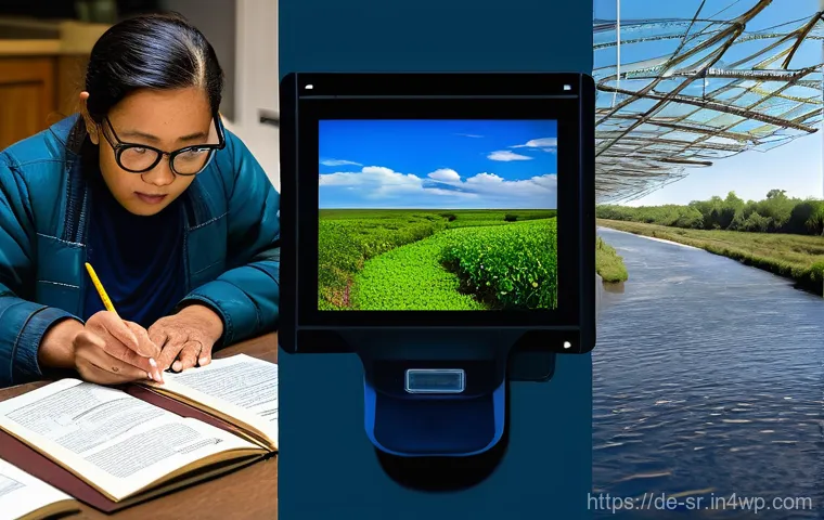 시민과학 프로젝트의 기초 교육 자료 - **Prompt 2: Urban Environmental Monitoring with Tech**
    "A clean, modern urban park setting at du...