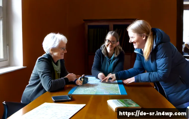 시민과학 프로젝트의 네트워킹 전략 - Photorealistic community science networking workshop in a bright Berlin neighborhood library, divers...