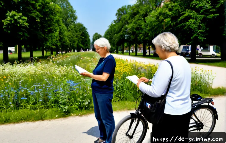 시민과학 프로젝트의 사회적 영향 - Photorealistic community citizen science project in a German town park, diverse adult volunteers and...