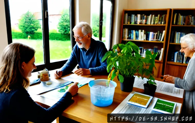 Home 17 시민과학 프로젝트를 위한 커뮤니티 구축 방법 - Photorealistic community citizen science workshop in a bright German neighborhood library, diverse a...